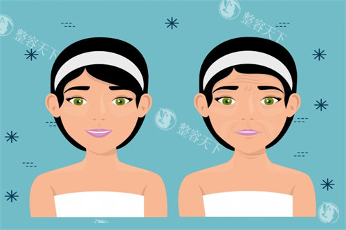 面部提升对比卡通图