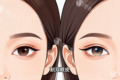 全切双眼皮前后对比图
