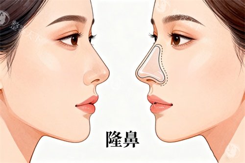 假体隆鼻前后对比图