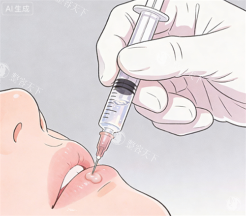 玻尿酸注射嘴唇的示意图